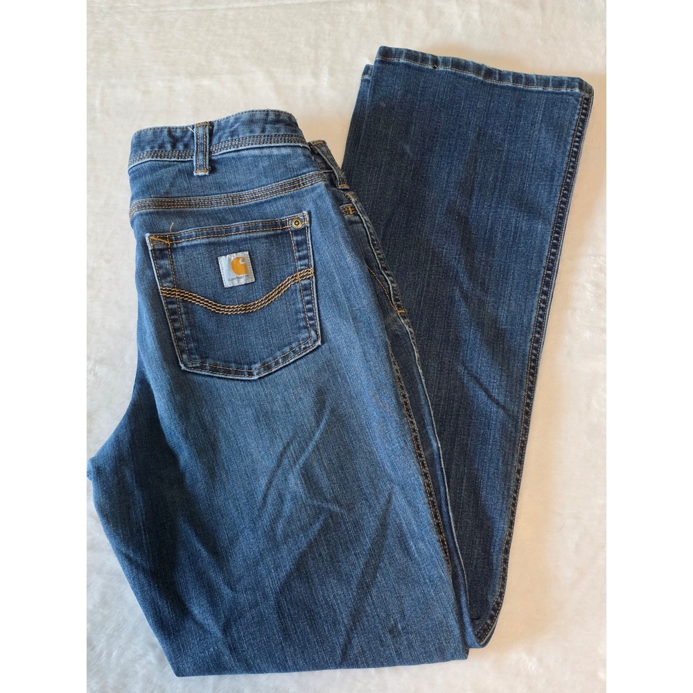 Carhartt Relaxed Fit Bootcut Jeans Womens 2 Regular Medium Wash Denim Western